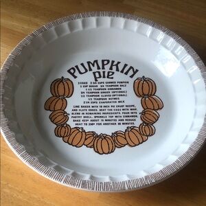 Charming VTG rare Pumpkin Pie Ceramic recipe Dish